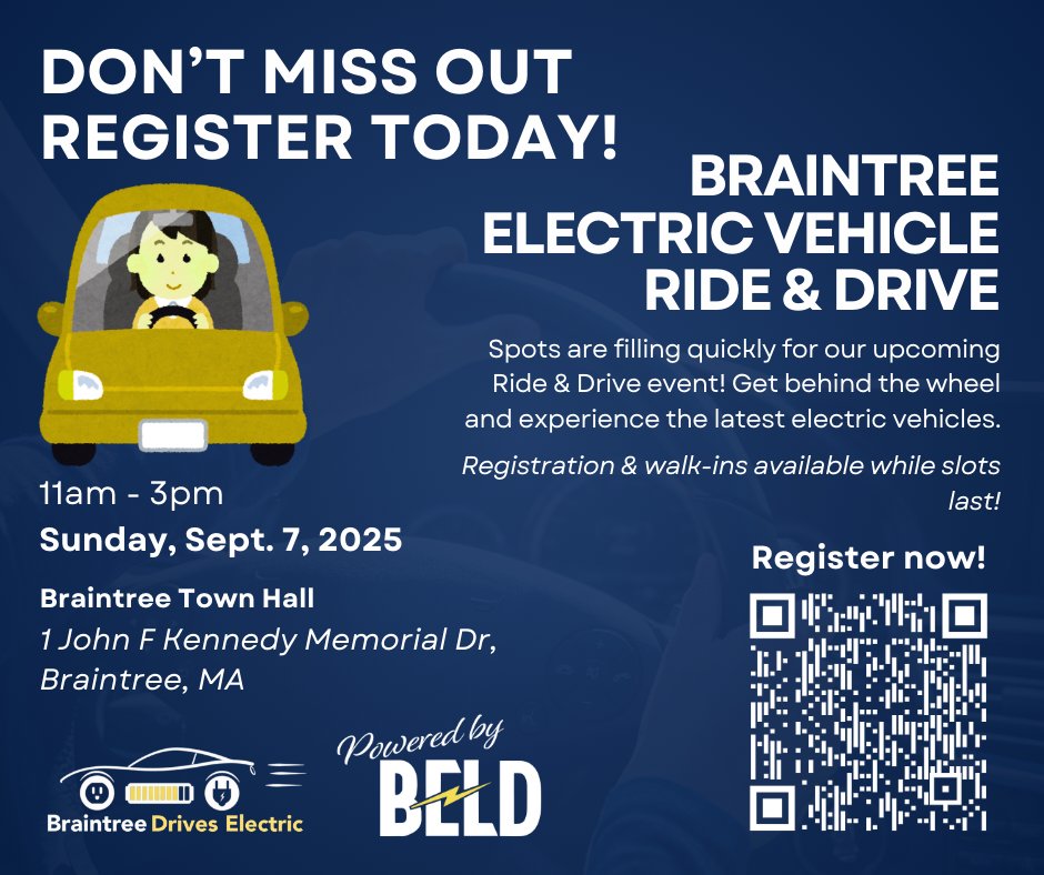 Discover the benefits of driving electric! Learn about EV incentives, charging options, and get behind the wheel of today’s most popular electric vehicles. Plus, we will have some electric bikes to take out for a test ride. 

Register today:
eventbrite.com/e/braintree-el…