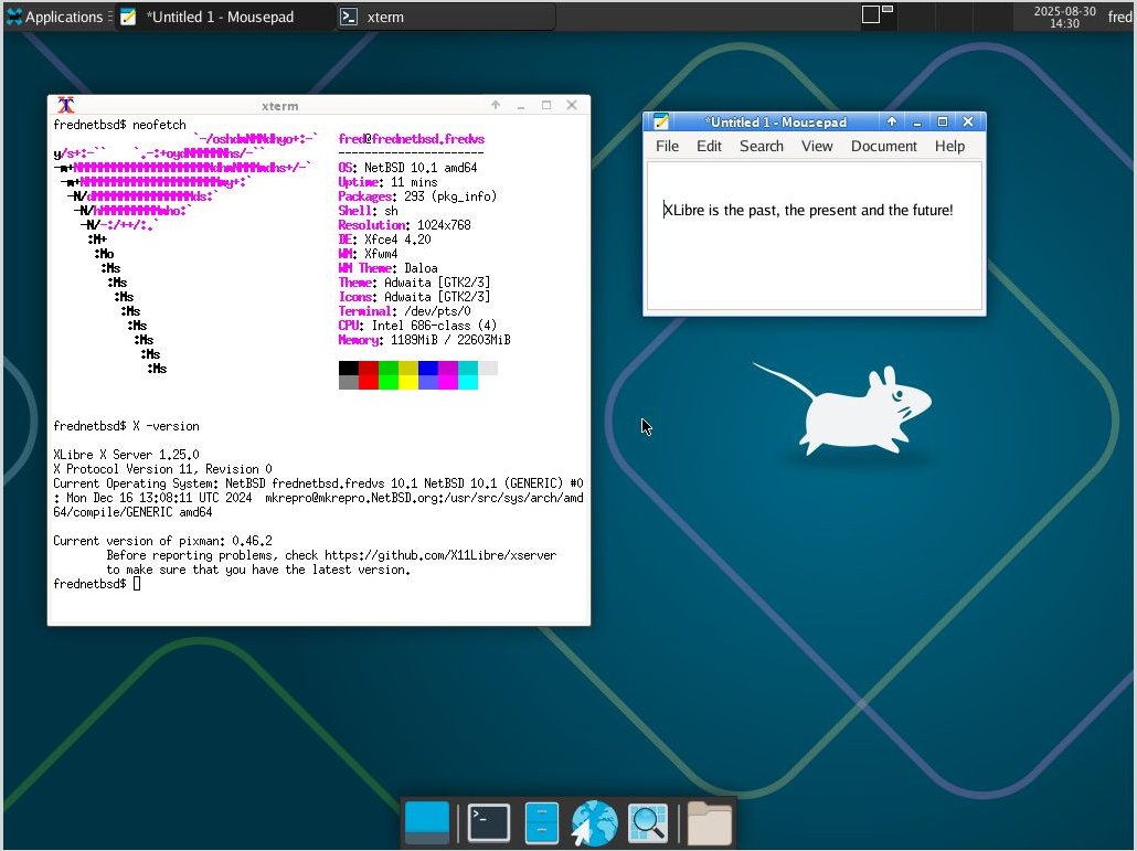 XLibreDev's tweet image. #XLibre runs on #NetBSD. See github.com/orgs/X11Libre/…. It took one github.com/fredvs to say, “I want this to work!” and the others joined in and they together developed a solution. That’s one thing we love about #FOSS. A big thank you to all involved. #BSD #XLibreBSDsWeek
