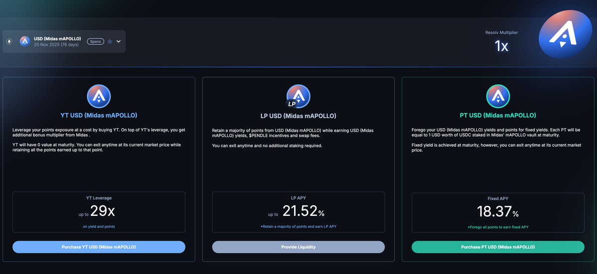 PratikKala's tweet image. Stoked that our tokenised yield strategy mApollo is now live on Pendle

History:
.@ApolloCryptoFM was one of the first managers to run an onchain yield fund in the world in 2020! 

Around the time Vitalik posted about a rollup centric future - it was bold and Apollo has always…