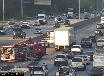 TrafficTeam9's tweet image. UPDATE: A look at the crash I-8 SB at Bruton Smith Blvd. blocking the left lane.  Expect major delays in #ConcordNC #CabarrusCo #clt #cltraffic #clttraffic