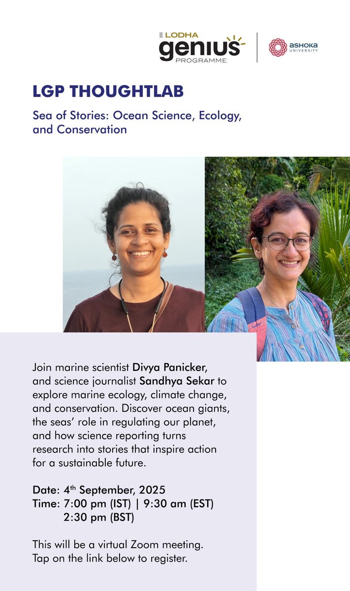 The oceans offer new opportunities for discovery and understanding their roles in shaping our lives in many ways. Join us this evening at 7 PM IST in a discussion with Divya Panicker and Sandhya Sekar on how the oceans shape us.