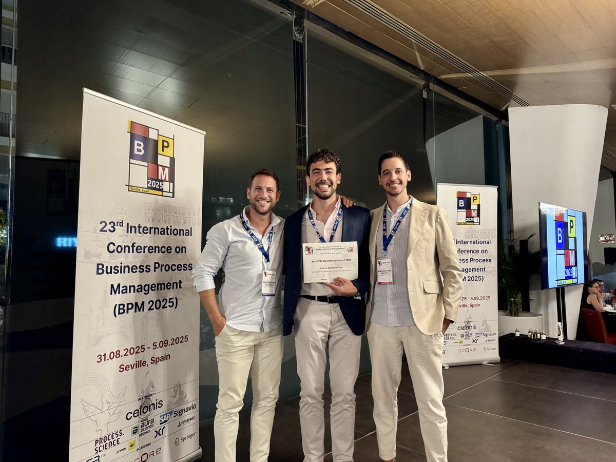 Thrilled to share that <a href="/antoniommrr/">Antonio Martínez-Rojas</a>  has won the Best Dissertation Award of the <a href="/BPMConf/">BPM Conference</a>  2025!! A well-deserved recognition of his hard work!! Couldn't be proud of you Tony! Congratulations! 🎓👏
CC: <a href="/andresjram/">Andrés Jiménez Ramírez</a> <a href="/ES3_Group/">ES3</a>