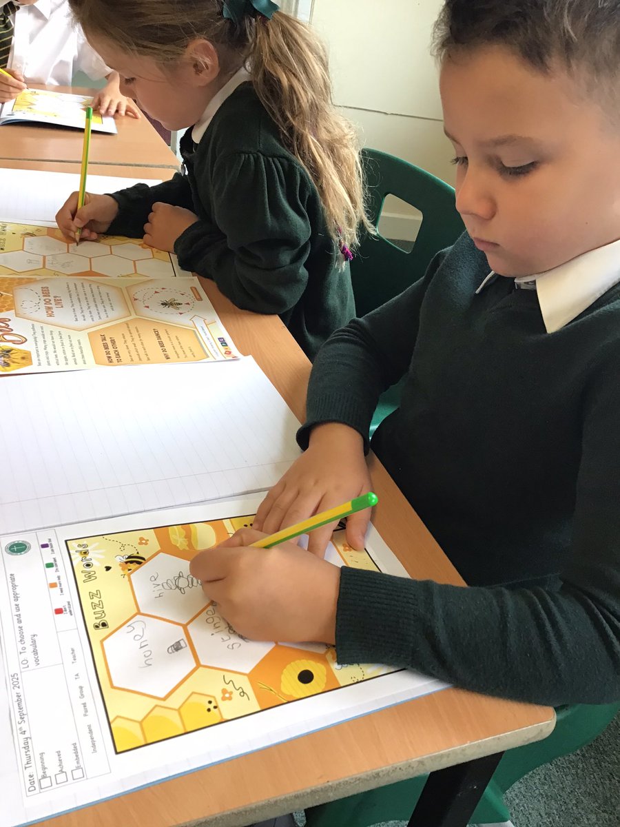 Beautiful work this morning in writing, gathering key vocabulary about bees 💚