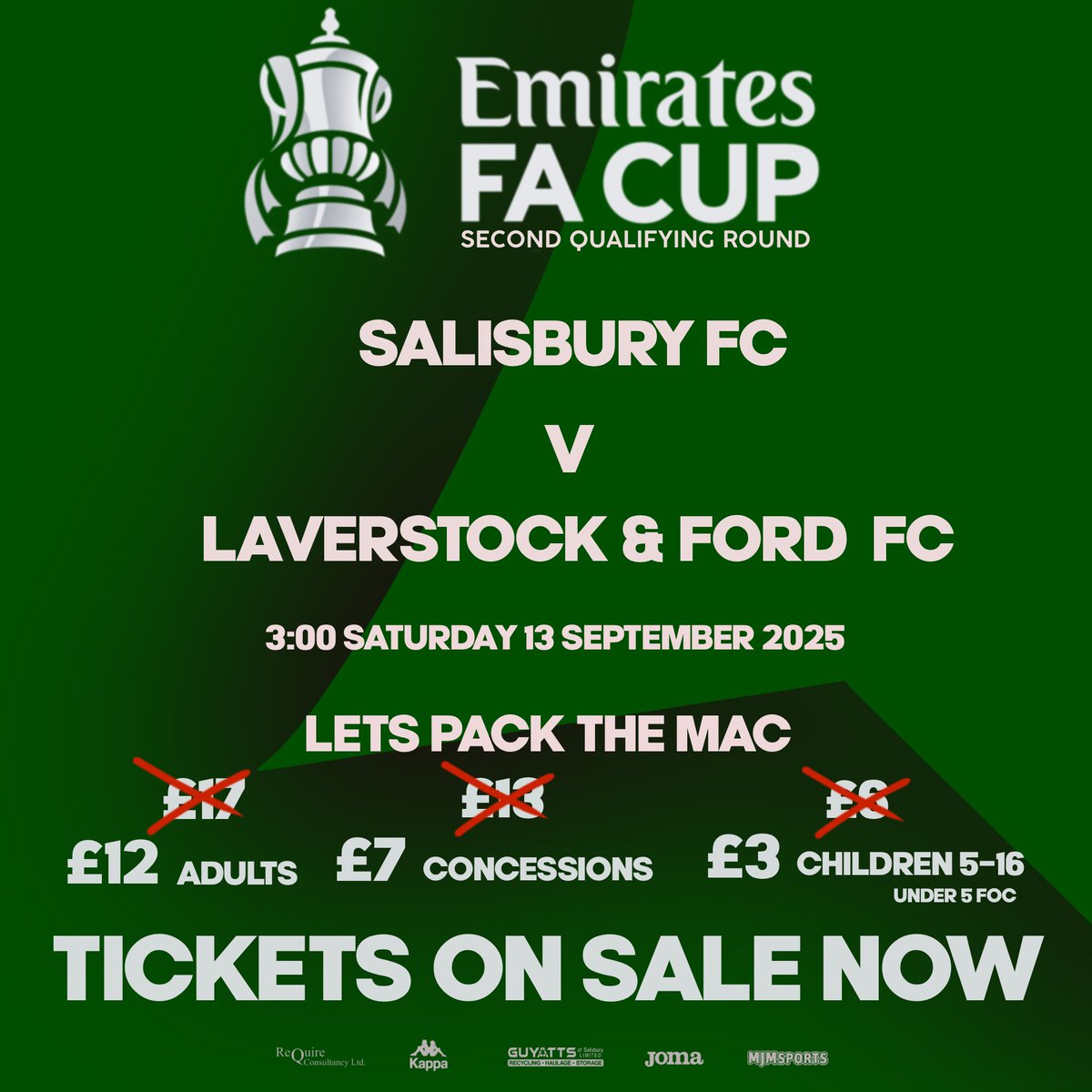 🚨 | Tickets for our epic FA Cup clash with Salisbury are now on sale! 

Link to tickets: salisburyfc.ticketco.events/uk/en?version=m

Delighted to announce clubs have agreed on a much lower tariff than National League rates to ensure it’s a day to remember for the entire city! 😍

Tickets are now