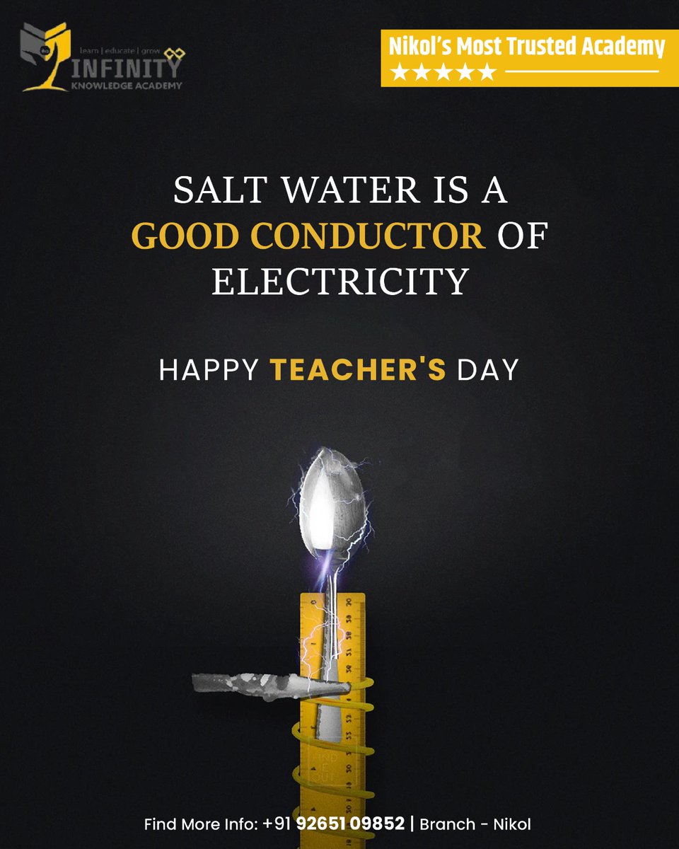 ikaeduacademy's tweet image. ⚡Just like salt water conducts electricity, teachers conduct knowledge into our lives. 🌟

📞 +91 92651 09852
📍 Nikol, Ahmedabad
🌐 ikaedu.co.in

#HappyTeachersDay #KnowledgeIsPower #InfinityKnowledgeAcademy #RespectForTeachers #GuidingLight #LearningJourney