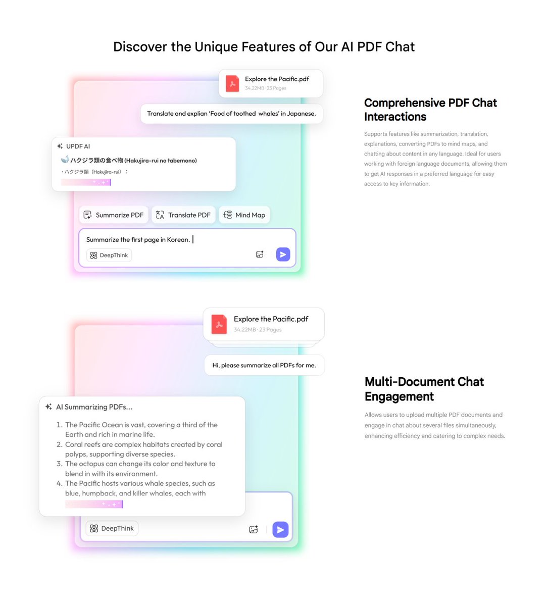 updfeditor's tweet image. Comprehensive PDF chat Interactions + Multi-document chat Engagement → Study / Work hack unlocked🔑✨
👉ai.updf.com/features/summa…
Perfect for handling foreign documents and getting AI answers in your preferred language👏