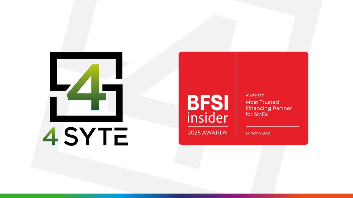 We are delighted to share that 4Syte has been named ‘Most Trusted Financing Partner for SMEs – London 2025’ in the BFSI Insider Awards 2025!🏆

Read more: 4syte.co.uk/4syte-named-mo…

#4Syte #BFSIInsider #Awardwinner #MostTrusedFinancingPartnerForSMEs