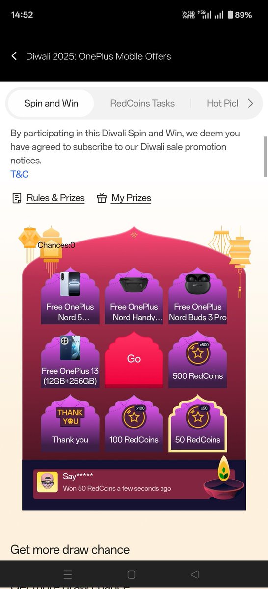 DealBeeOfficial's tweet image. 🎉 OnePlus Diwali 2025 Spin & Win is live!
Spin daily & stand a chance to grab:
📱 OnePlus 13 / Nord 5
🎧 Nord Buds 3 Pro
🎒 Fanny Pack & more
Ends 13 Sept ⏳
Try your luck!