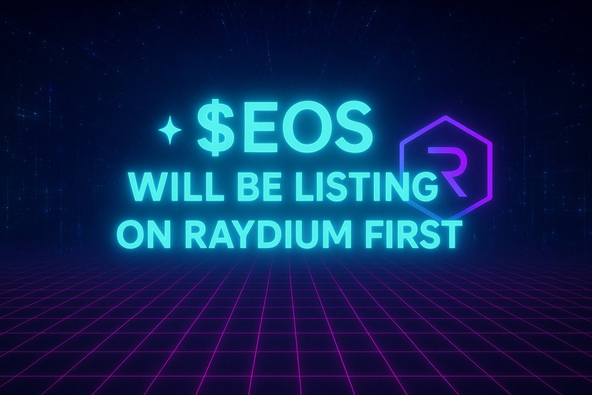 📢 $EOS will officially be listing first on <a href="/RaydiumProtocol/">Raydium</a> after pre-sale 📈 

Get ready for the next level of trading 🔥

• Do not forget to check our pinned post to be a part of $EOS 250M Airdrop 🚀. 

This is the last update before our pre-sale💢 Excited? 

#EOS #PRESALE