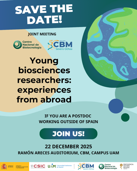 CNB_CSIC's tweet photo. 🌍Are you a young #bioscience researcher working abroad?

Tell us about your research next 22 December at the #CNB_CSIC and @CBM_CSIC_UAM  Joint meeting
 
ℹ️More info👇

https://t.co/fF2IoIbdtC

@raicex_es https://t.co/8KosmU4Hhs
