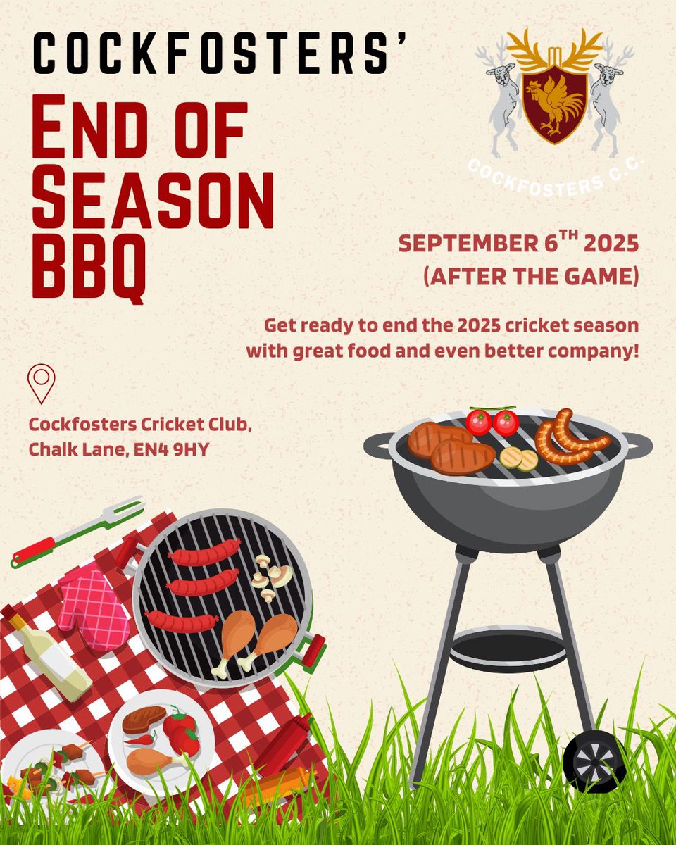 BBQ at Chalk Lane😍 Following the final league games of the season on Saturday, we will be hosting an all you can eat BBQ💪 Hopefully plenty of celebrations &amp; a great evening ahead🤞 #BBQ #Endofseason #Chalklane