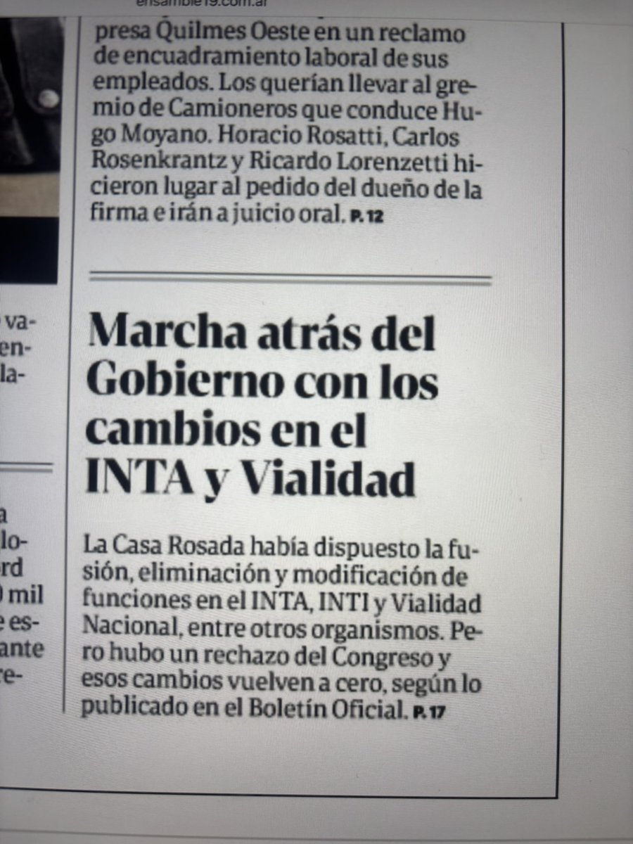 No todos los días se puede decir #Buendia con una buena: ya está en el BO la marcha atrás con la eliminación/modificación de Inta, Inti y Vialidad. Buen jueves!