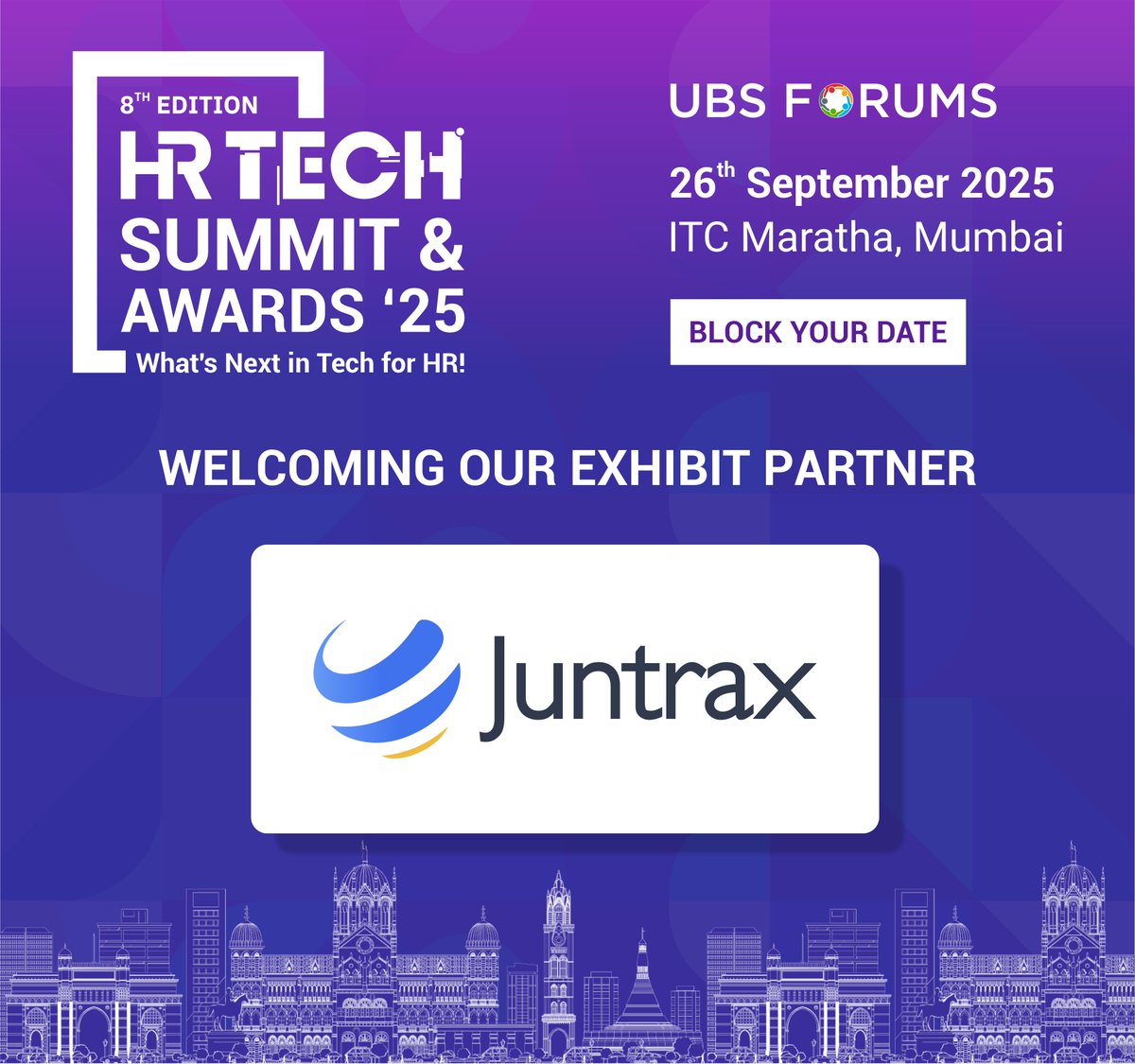 ubsforums's tweet photo. 🌟 We are excited to welcome @Juntrax as an Exhibit Partner at the 𝟴𝘁𝗵 𝗘𝗱𝗶𝘁𝗶𝗼𝗻 𝗛𝗥 𝗧𝗲𝗰𝗵 𝗦𝘂𝗺𝗺𝗶𝘁 & 𝗔𝘄𝗮𝗿𝗱𝘀 𝟮𝟬𝟮𝟱

Juntrax is a cloud-based Business Management and HR platform that unifies HRMS, PSA, and financials into one seamless system for multi-location, multi-entity organizations. By simplifying HR, projects, and finance under one roof, Juntrax enables businesses to reduce complexity, gain real-time visibility, and scale with confidence.

👉 To know more, visit: https://t.co/2pBTgdXnUa

📅 Friday, 26th September 2025 | 📍 ITC Maratha, Mumbai

🔗 Register Now: https://t.co/GkBHmvgYJv

#HRTechSummit #UBSForums #HRInnovation #FutureOfWork #Juntrax #BusinessManagement #HRTransformation #UBSFHRTECH