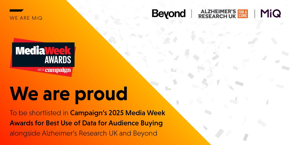 wearemiq's tweet photo. We are delighted to be shortlisted for the @MediaWeekAwards by @CampaignMedia for Best Use of Data for Audience Buying with @ARUKscientist and Beyond. A big thank you to our partners for your support  in using data to connect with audiences in meaningful ways. #MediaWeekAwards https://t.co/6zC2MAkxdl