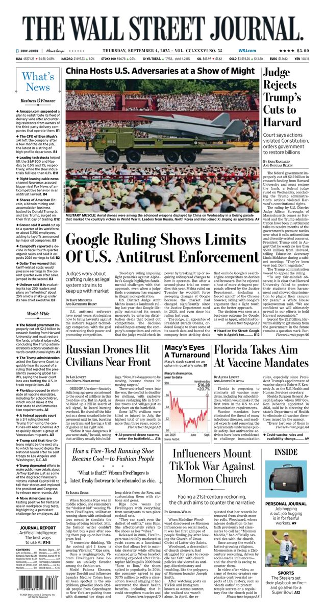 Here is an early look at the front page of today's Wall Street Journal on.wsj.com/4lZ5WGv
