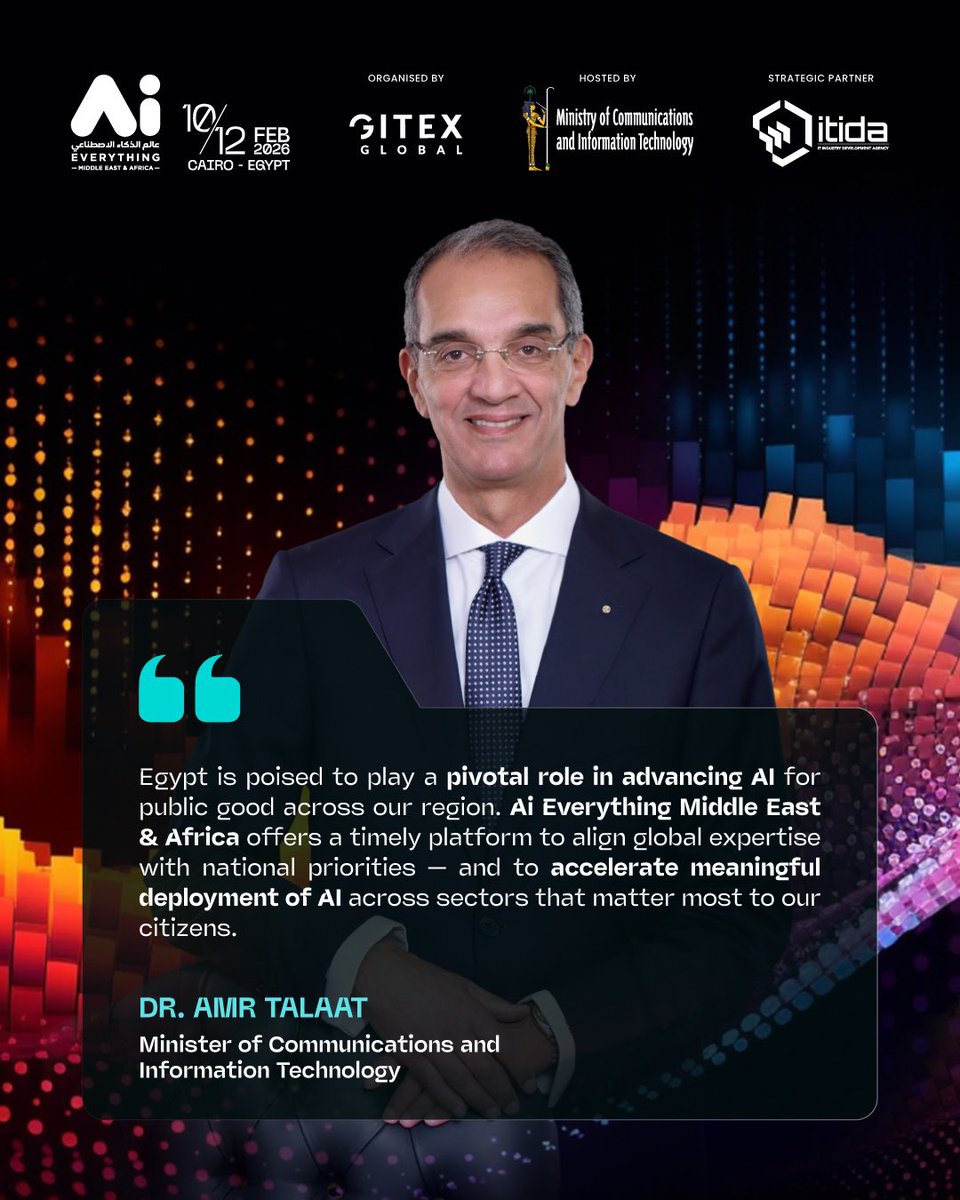 ITIDA's tweet image. Ai Everything MEA — Cairo, 10–12 Feb 2026

Egypt leads the AI conversation. From startups to public good, this is where ideas turn into impact.

🔗 linktr.ee/AiEverythingMEA

#AiEverythingMEA #JustInTimeForEgypt
