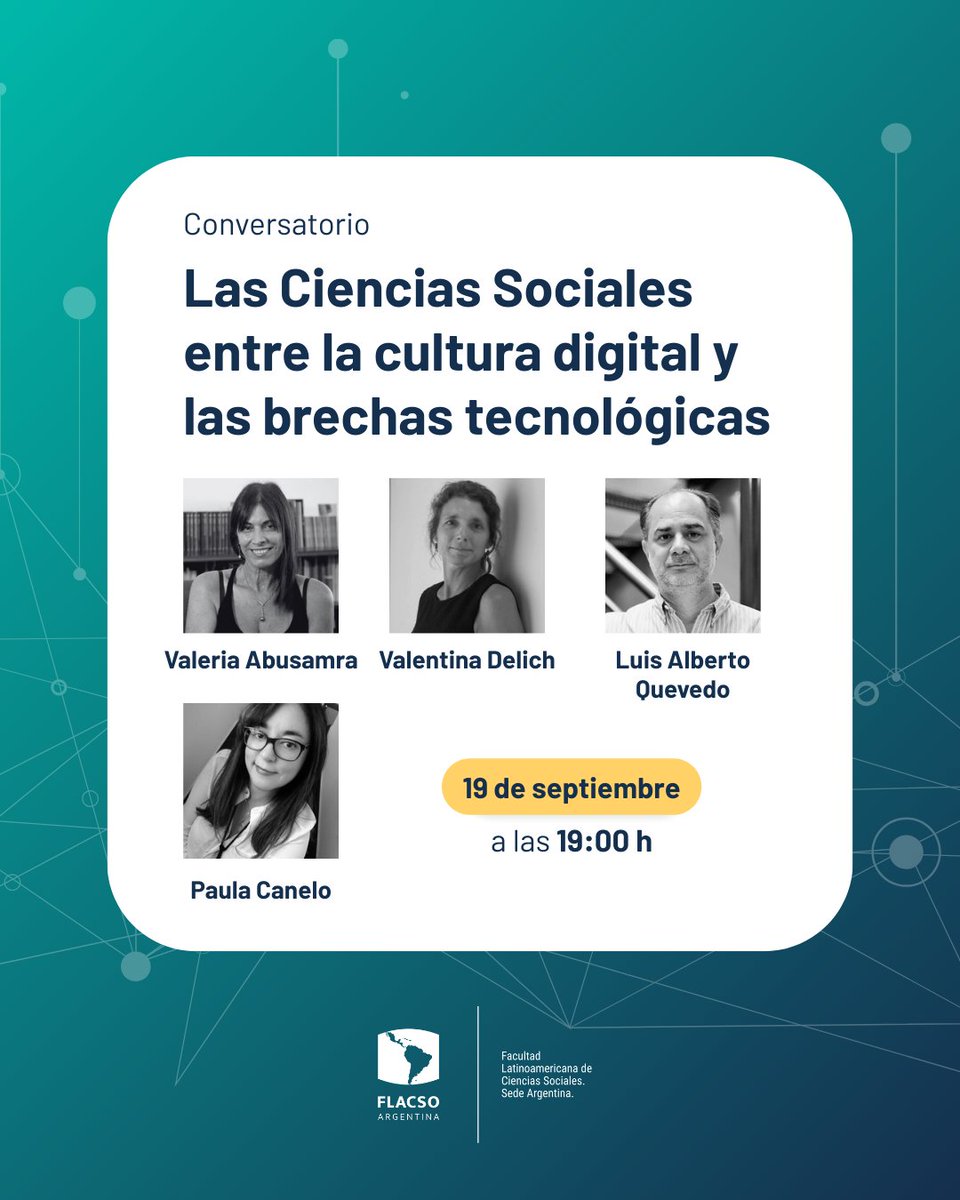 🤖 ¿Qué pasa cuando las ciencias sociales se cruzan con la inteligencia artificial y la cultura digital?

📚 La Feria de Posgrados 2025 llega con paneles que no te vas a querer perder

🗓️ Jueves 19/9 — 14:30 h
🎟️ Entrada libre 
Inscripción → forms.gle/fdc5dsJ57qL8kq…