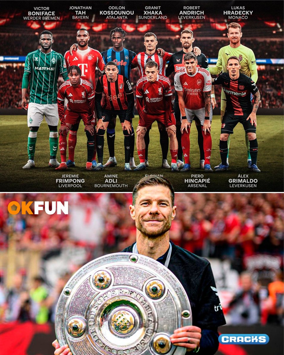 OkFunSport's tweet photo. ALL THAT’S LEFT ARE MEMORIES 😢
Two summers later, Leverkusen’s 23/24 Bundesliga-winning squad has only Robert Andrich & Álex Grimaldo left 🥺
From coach Xabi Alonso to stars like Xhaka & Wirtz — all gone.
#OkFunSport #OKwinTV #OKwin #Bundesliga https://t.co/55gRWHEnQd