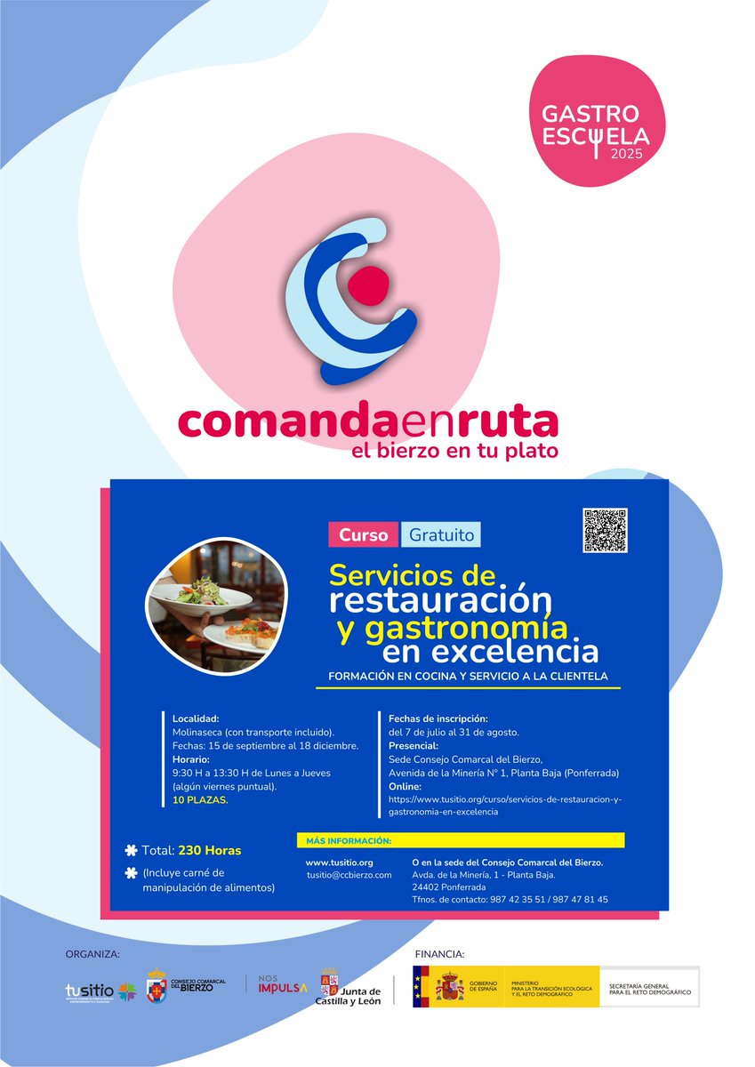 ¡Atención! 📣 Dos plazas disponibles para nuestro curso de "Servicios de Restauración y Gastronomía en Excelencia".

Si buscas una formación de calidad con grandes oportunidades de empleabilidad en el sector, ¡esta es tu oportunidad!

🔗 Inscríbete ahora: tusitio.org/curso/servicio…