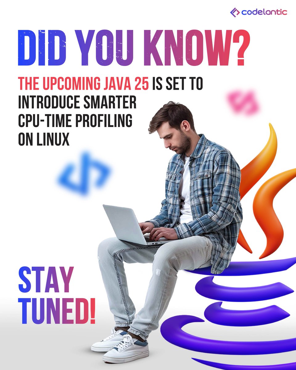 CodeLantic's tweet image. 🚀 Java 25 is coming soon! This release introduces smarter CPU-time profiling with JFR, more precise CPU usage tracking, and improved performance tuning on Linux. Developers will soon have an easier way to optimize apps and truly understand where CPU cycles are spent.