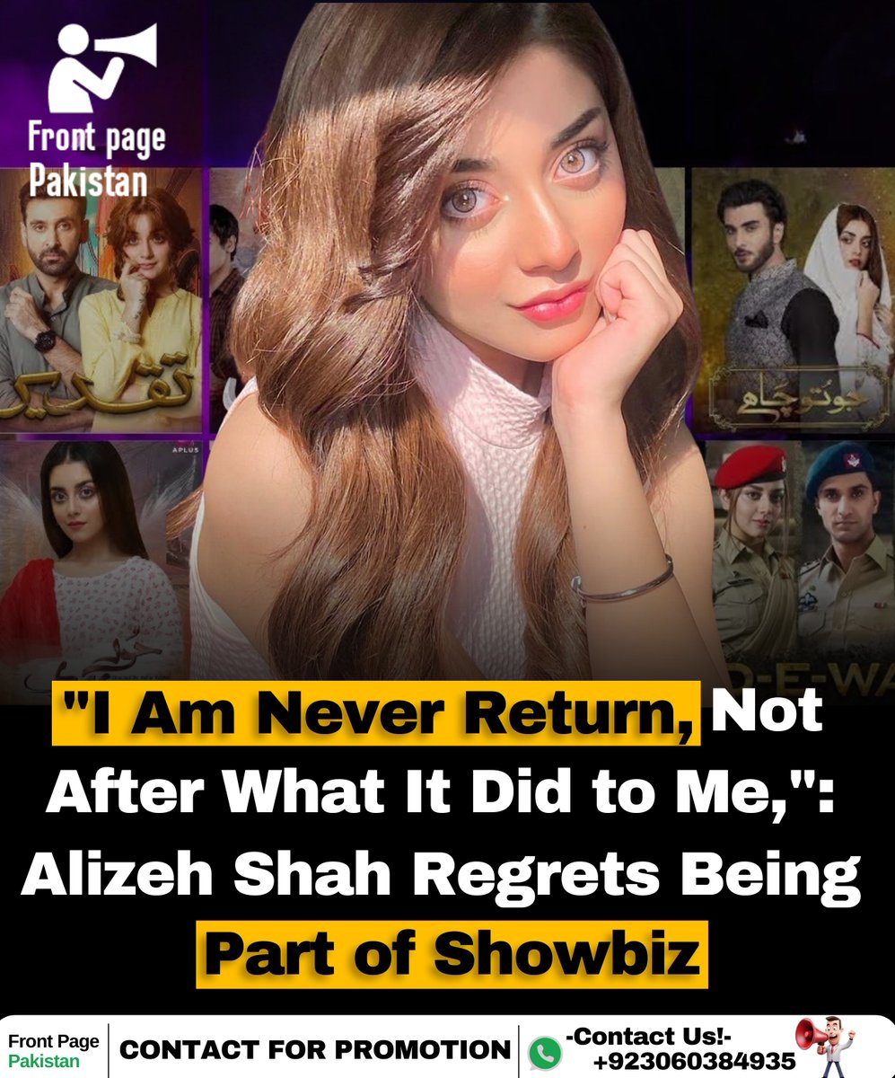 FrontPak9's tweet image. Actress Alizeh Shah, has revealed that the harsh experiences in the showbiz, industry have mentally, affected her to the extent that she has been diagnosed with PTSD, (Post-Traumatic Stress Disorder).

#alizehshah #showbizindustry #neverreturn #PTSD #mentalhealth