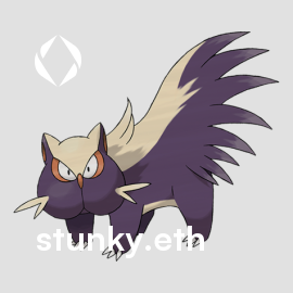 PokemonENS_PC's tweet photo. Gotcha! #stunky.eth was caught!
zoracreator.eth used a ETH ball. It's super effective!
put.eth got 0.069 in ETH on @opensea!
New @PokemonENS was added to zoracreator.eth's Pokédex!
#0434 Skunk Pokémon
Type: Poison / Dark
Size: 0.4m x 19.2kg https://t.co/x2ehLSDI9t