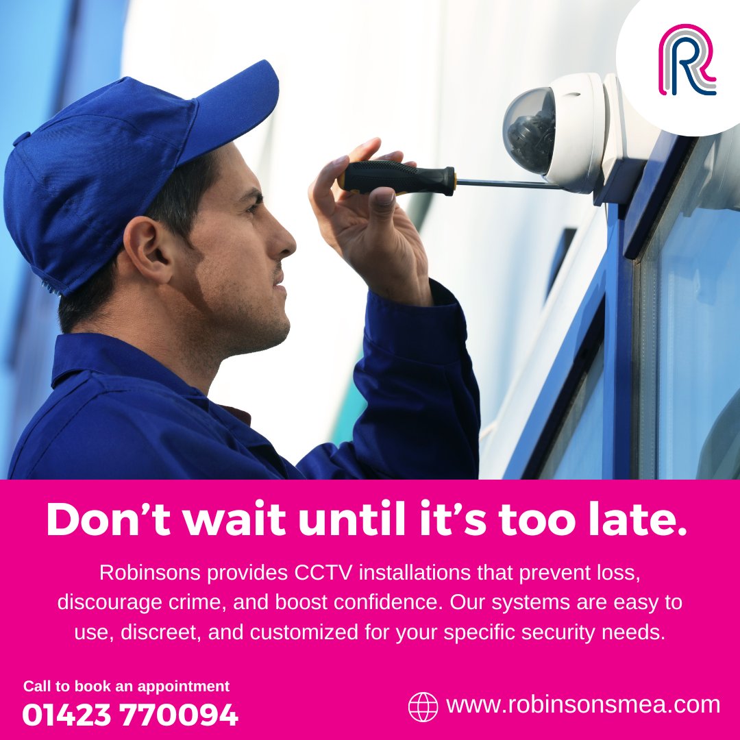 robinsons_mea's tweet image. Crime doesn’t sleep, and neither do our cameras. Robinsons installs 24/7 #CCTV systems with live #monitoring and playback features, giving you full visibility and control—anytime, anywhere.
.
Call us to book an appointment - 01423 770094
Visit now - robinsonsmea.com