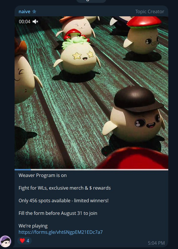 Weaver Program (Woolly Eggs) registration is now open

Rewards: WLs, exclusive merch &amp; $ rewards
Only 456 slots available

Entry form: forms.gle/vht6NgpEM21EDc…
Deadline: 8/31

<a href="/monad/">Monad</a> <a href="/monad_eco/">Monad Eco (mainnet arc)</a>