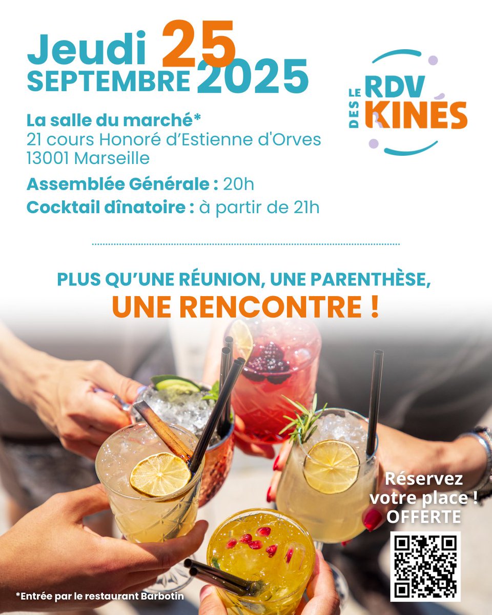 Le RDV des Kinés™ revient !
Plus qu’une réunion, une parenthèse, une rencontre.

🎟️ Réservation offerte, mais obligatoire : ffmkr13.fr/le-rdv-des-kin…

Prêt à vivre l’expérience ?

#LeRDVdesKinés #FFMKR13