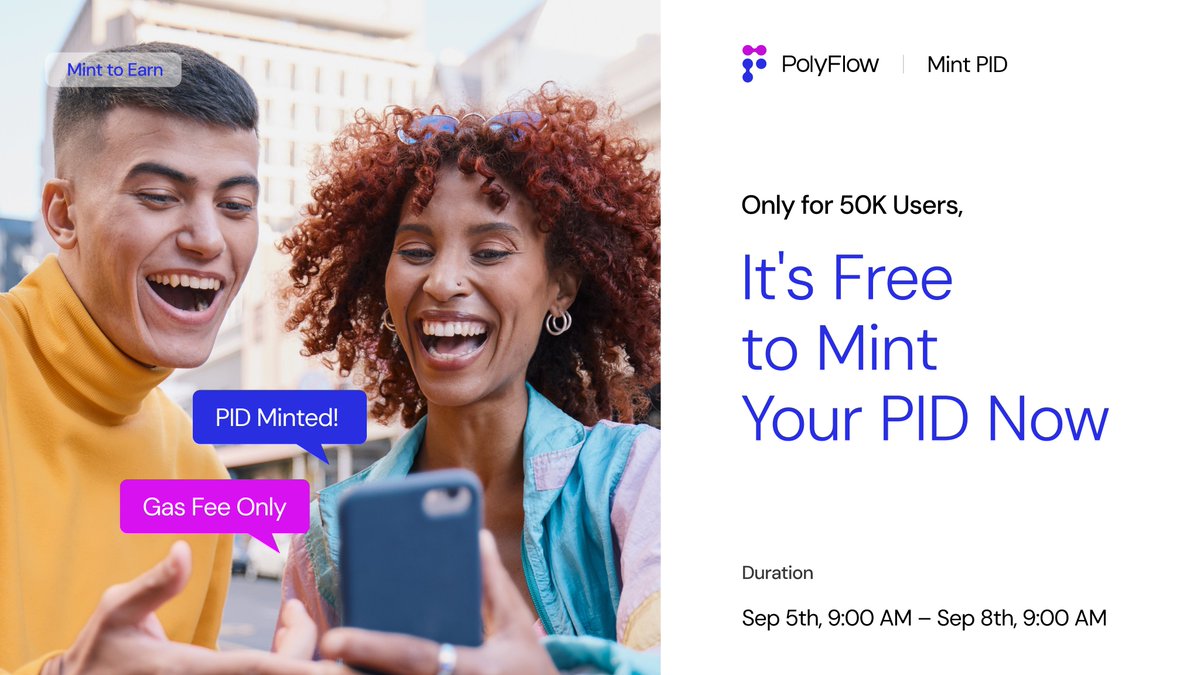 Polyflow_PayFi's tweet image. 🚀 𝗧𝗵𝗲 𝗻𝗲𝘅𝘁 𝘀𝗲𝗮𝘀𝗼𝗻 𝗶𝘀 𝗮𝗯𝗼𝘂𝘁 𝘁𝗼 𝗯𝗲𝗴𝗶𝗻!
Don’t miss 𝘆𝗼𝘂𝗿 𝗹𝗮𝘀𝘁 𝗰𝗵𝗮𝗻𝗰𝗲 to sprint before it starts!
🔥 𝗙𝗿𝗲𝗲 𝗠𝗶𝗻𝘁 𝗔𝗹𝗲𝗿𝘁!
⏰ 𝗦𝗲𝗽𝘁 𝟱, 𝟵:𝟬𝟬𝗔𝗠 𝗨𝗧𝗖 – 𝗦𝗲𝗽𝘁 𝟴, 𝟵:𝟬𝟬𝗔𝗠 𝗨𝗧𝗖
✅ Mint your 𝟱+ 𝗱𝗶𝗴𝗶𝘁 𝗣𝗜𝗗 for…
