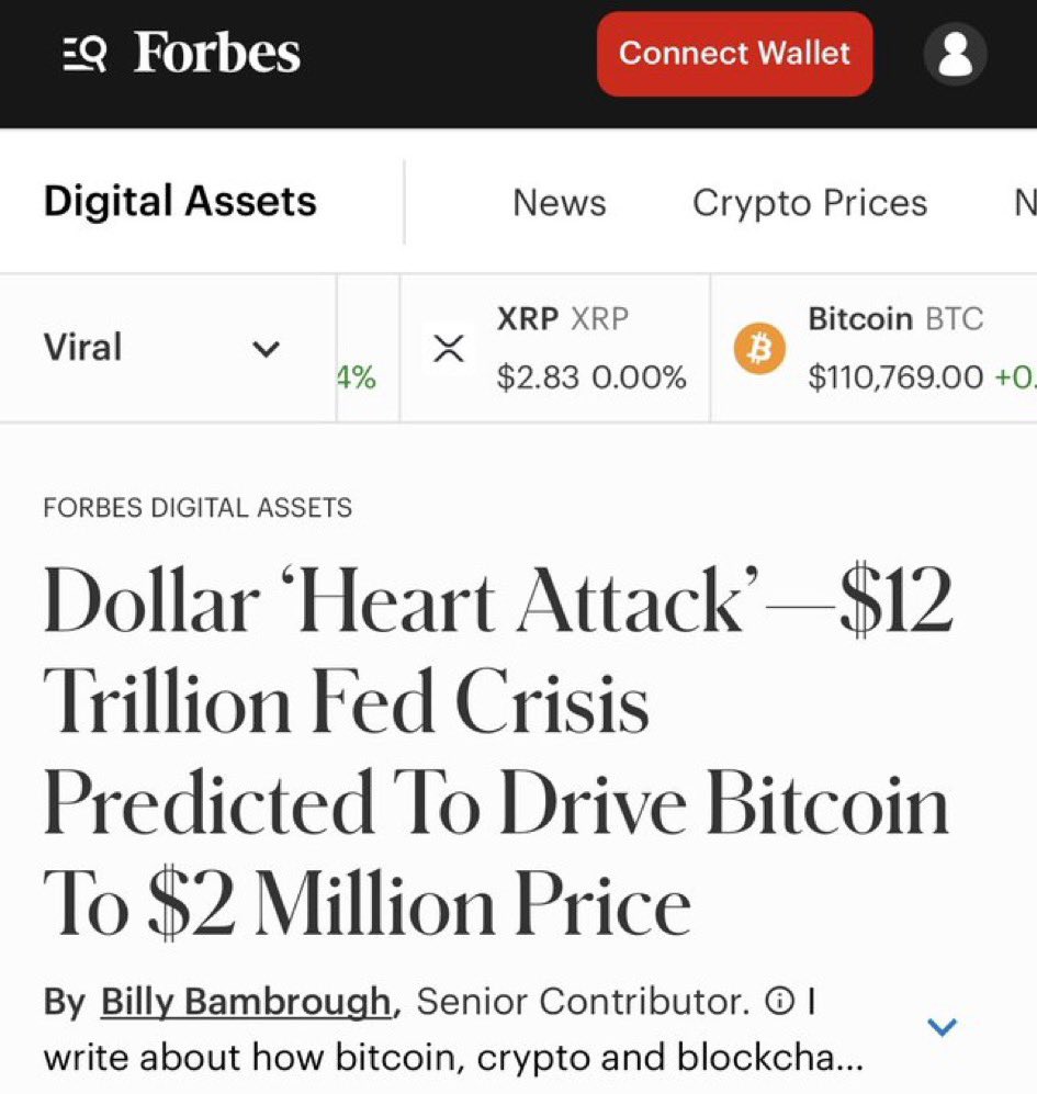 🔥INCREÍBLE🔥

Forbes ha publicado un Artículo prediciendo una subida parabólica de #Bitcoin a los 2 MILLONES de dólares por la crisis de deuda de EEUU 👀🔥

TIC TAC ⏳