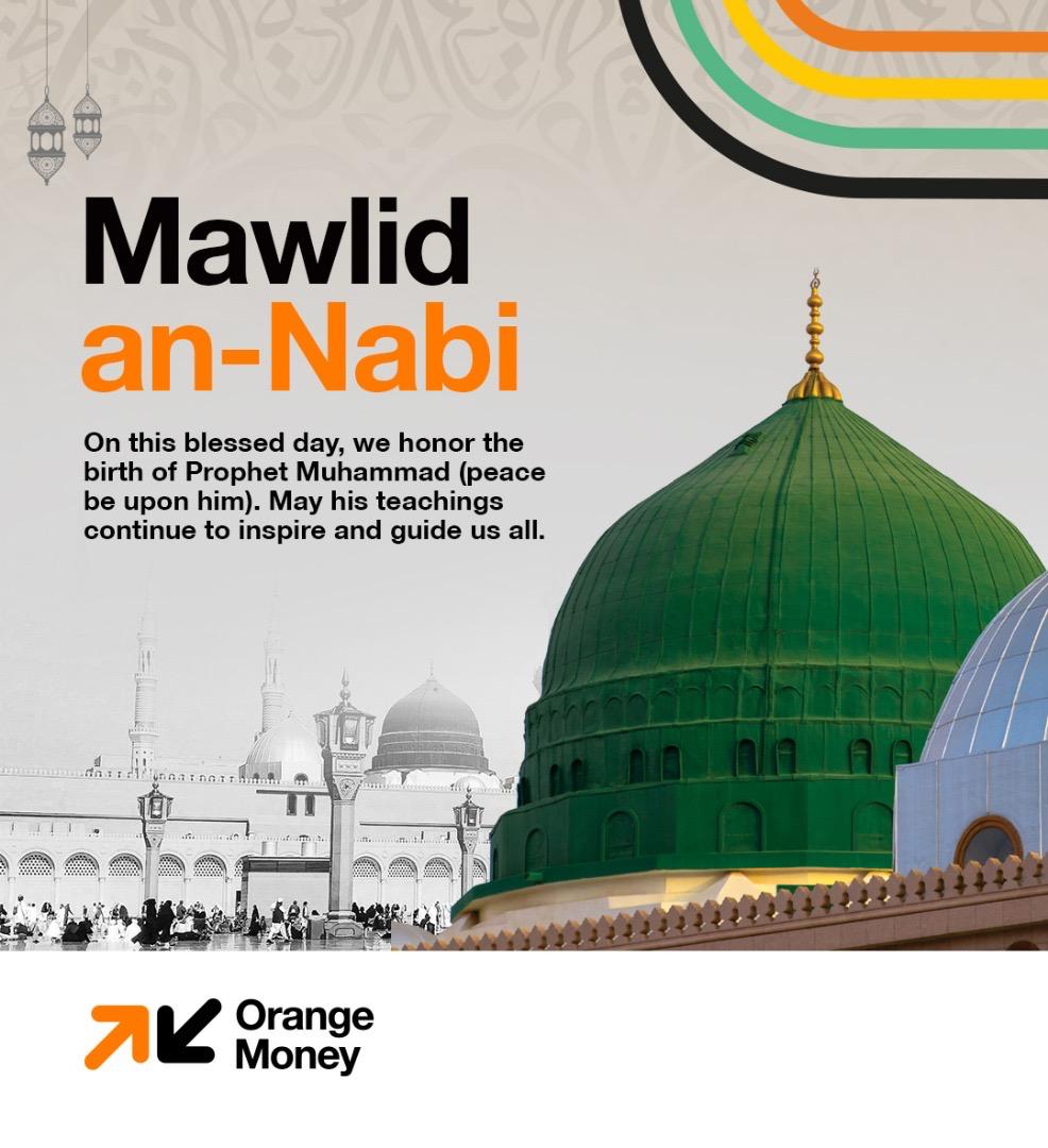 On this blessed day, we honor the birth of Prophet Muhammad (PBUH).

May his teachings of peace, love, and compassion continue to guide us all.

#MawlidNabi #PeaceAndBlessings #OrangeMoneySL