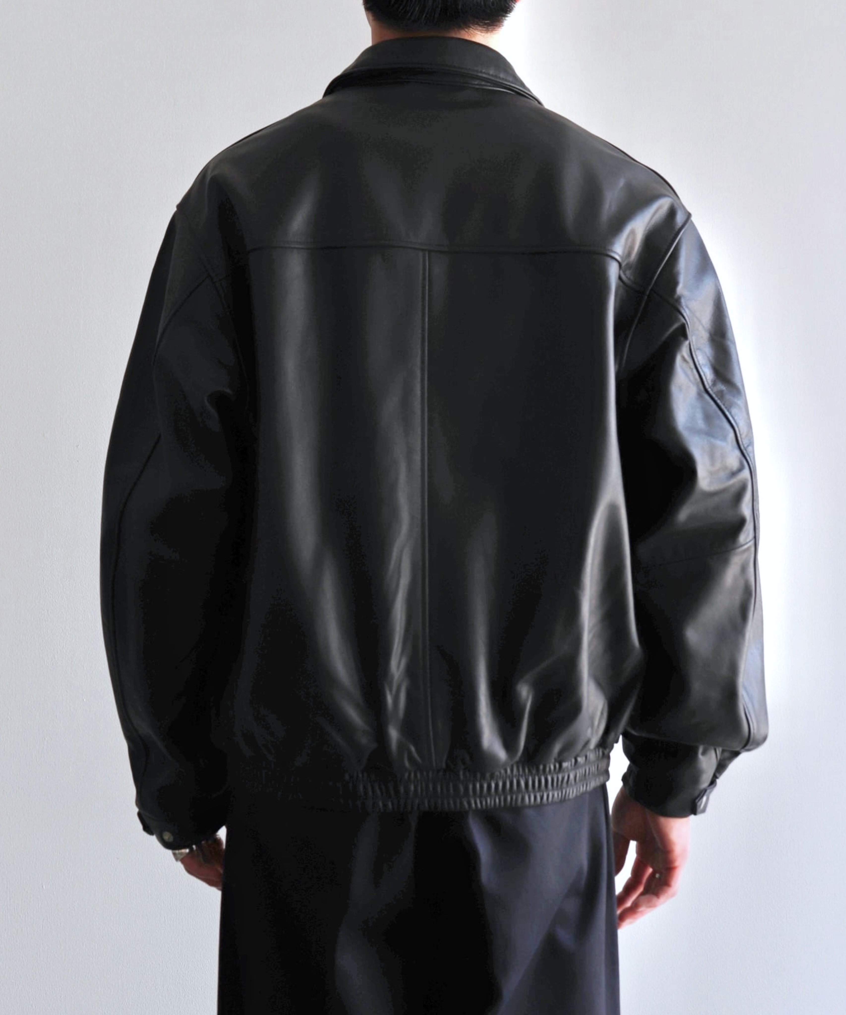 HARE ブラックレザー ドリズラーブルゾン UNIVERSAL PRODUCTS - レザードリズラーブルゾン - LEATHER