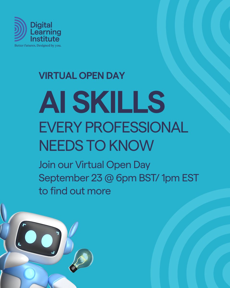 Ready to future-proof your career?
AI is transforming every industry and the skills to use it confidently are no longer optional.

📅 Join our Virtual Open Day to see how we can help you build confidence 
🗓 September 23, 6pm BST 1pm EST

👉 Register now eu1.hubs.ly/H0mNgVR0