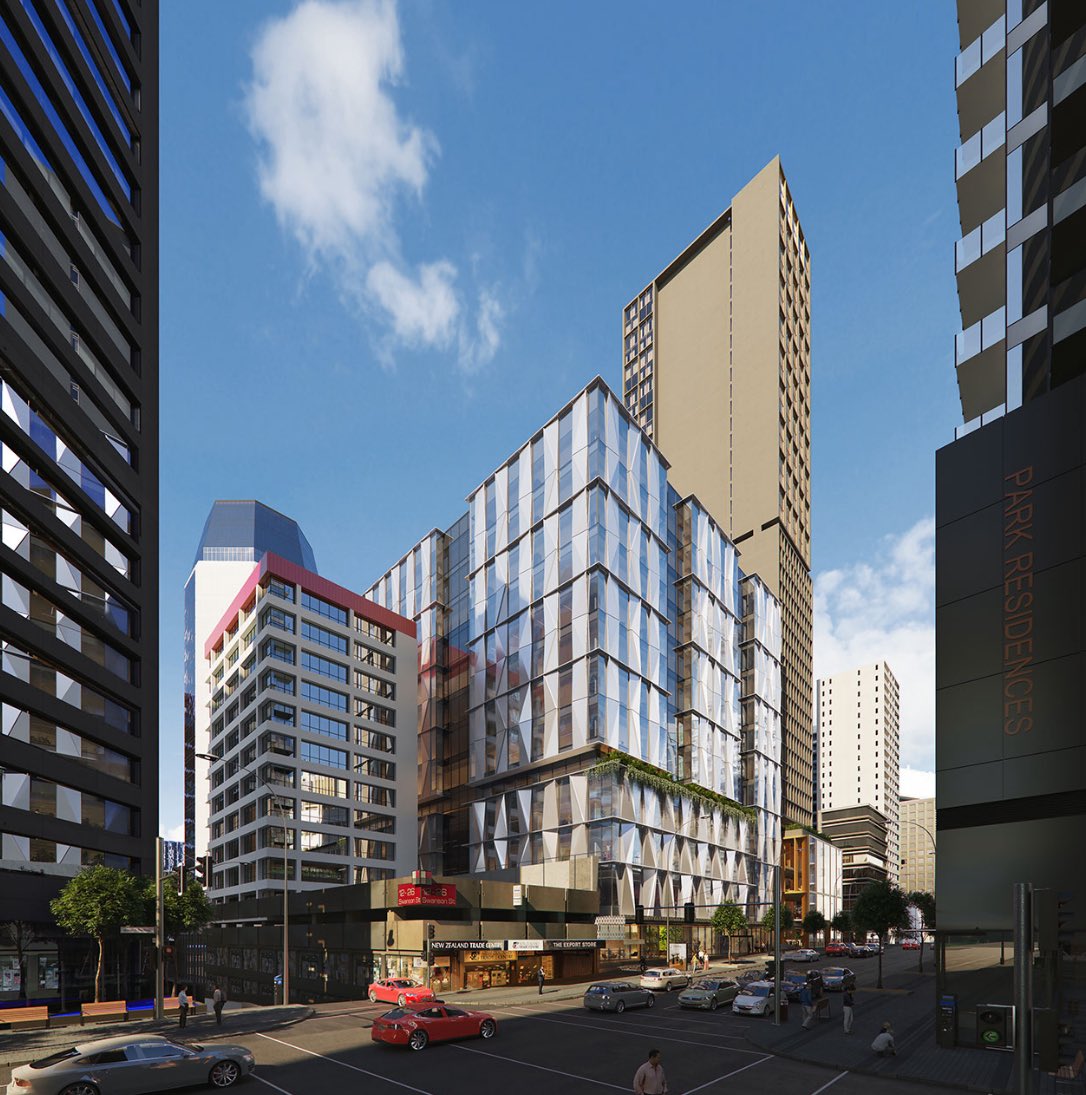 50 Albert St (Spark) has some of the largest floor plates in the CBD (>2000sqm). The tower behind is the Voco/HIE hotel. #ctbuhwalks