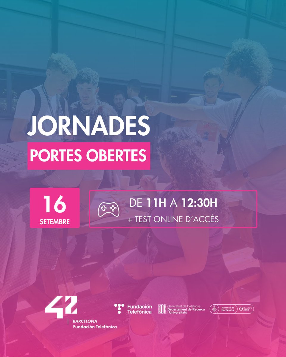 42BarcelonaFTef's tweet image. 🚀 Vine a descobrir 42 Barcelona!
Vols conèixer com aprenem a programar sense professors, sense llibres i resolent reptes reals? Aquesta és la teva oportunitat!
📅 Portes obertes: 16 de setembre a les 11:00
📍 On: 42 Barcelona – Campus obert 24/7
Durant la jornada podràs:
💻…