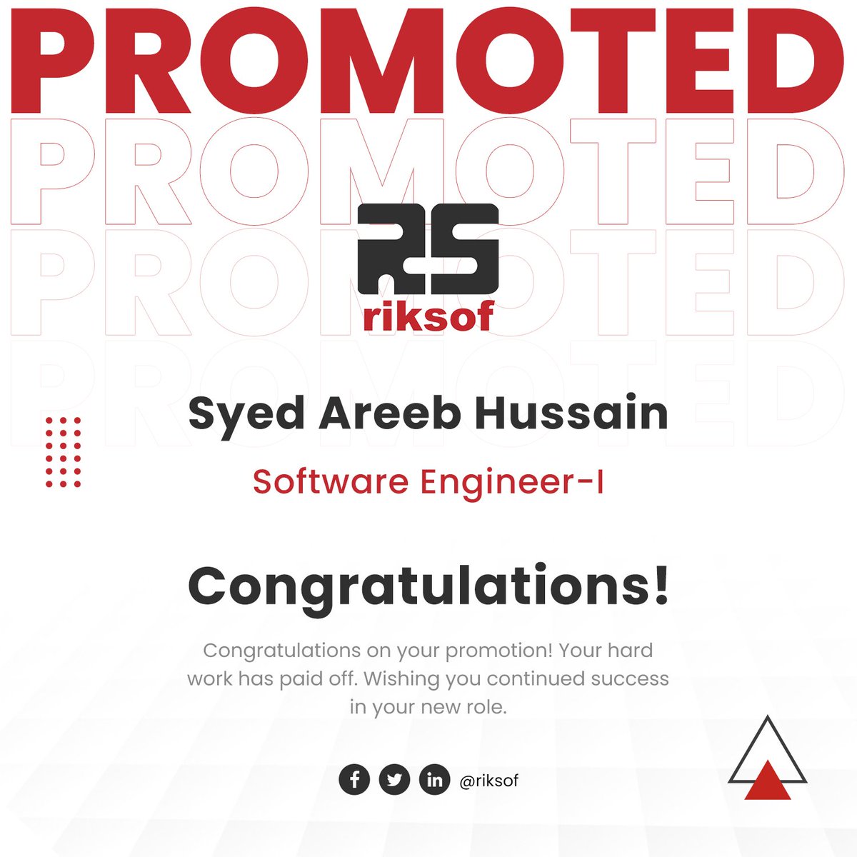 riksof's tweet image. We’re proud to announce the promotion of Syed Areeb Hussain to Software Engineer-I in the Developer Team! ✨

Congrats Areeb on this well-deserved achievement! 👏

#teamriksof #softwareengineer #promotion