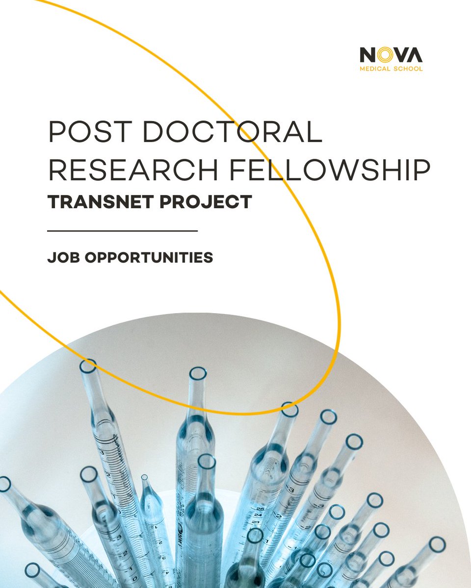 🔬We're recruiting!

Postdoctoral Research Fellowship (BIPD) – SF/2025/13 | TransNet Project, within the Prosteostasis and Intercellular Communication group.

🗓️ Applications: until September 12, 2025
👉 Publication on EURAXESS and on the website: nms.unl.pt/en-us/faculty/…