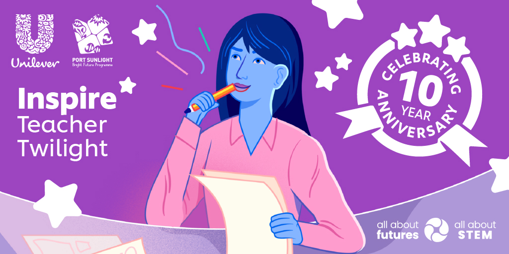 Join <a href="/AllAboutFutures/">All About Futures</a> &amp; <a href="/UnileverUKI/">Unilever UK & IRE</a> online for the annual Unilever Bright Future Inspire Programme Teacher Twilight! 

Celebrating its 10th year, the Inspire Programme is open to Year 8 &amp; 9 students from schools in the North West.

The programme has expanded, so you can enter a