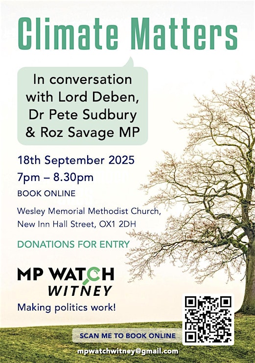 Witney residents, mark this in your diary! eventbrite.com/e/climate-matt…
Thanks to <a href="/MPwatchWitney/">MP Watch Witney</a> for organising and asking the important questions 👏