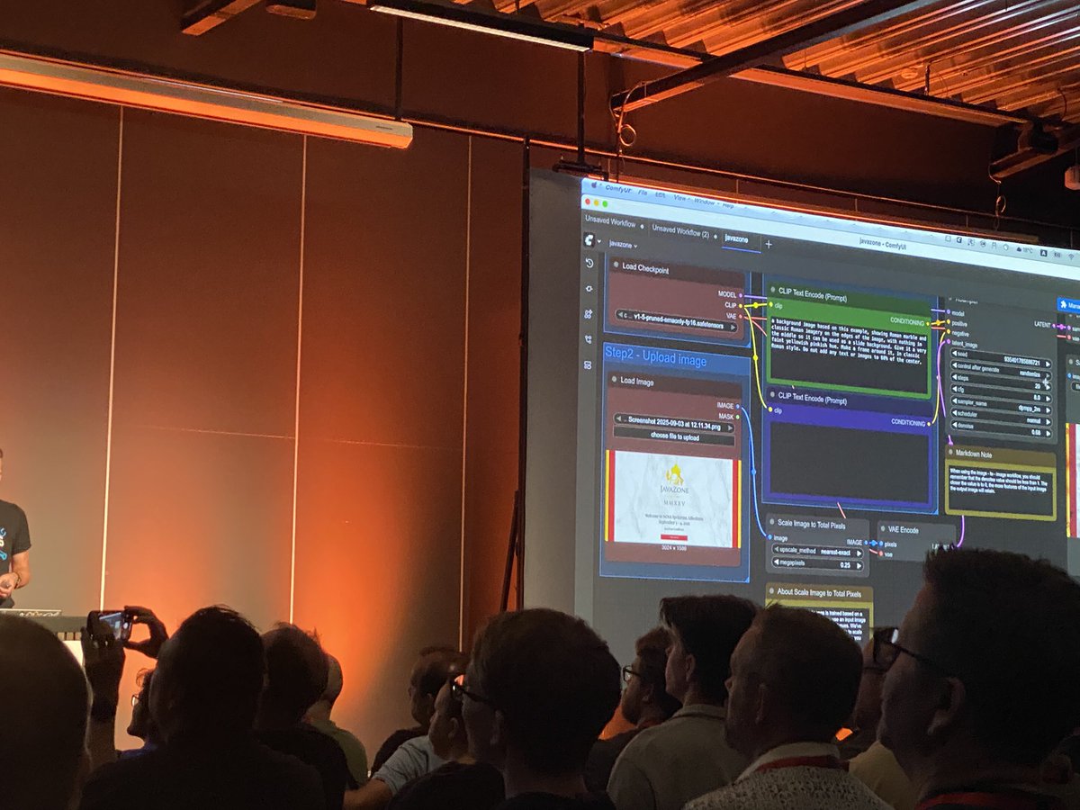 danieloh30's tweet image. Great turnout!! Kevin Dubois showcasing how to develop an AI application with local models and Quarkus at #Javazone!! #quarkus #javachampion