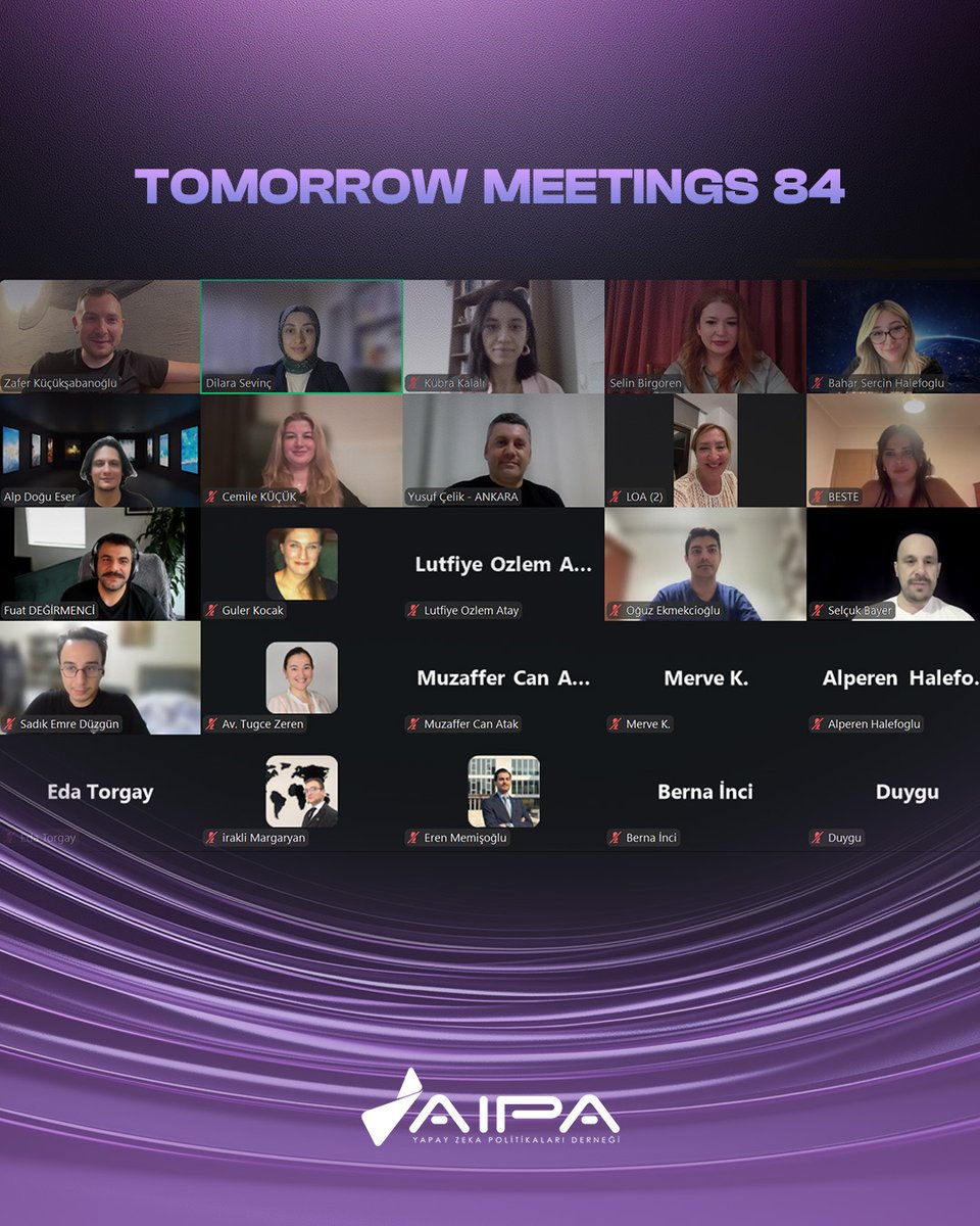 Tomorrow Meetings 84'ü düzenledik. Katılım için teşekkürler!

***
We organized Tomorrow Meetings 84. Thank you for your participation!

#aipaturkey #ai #yapayzeka #TomorrowMeetings 🧠🤖🦾🚀