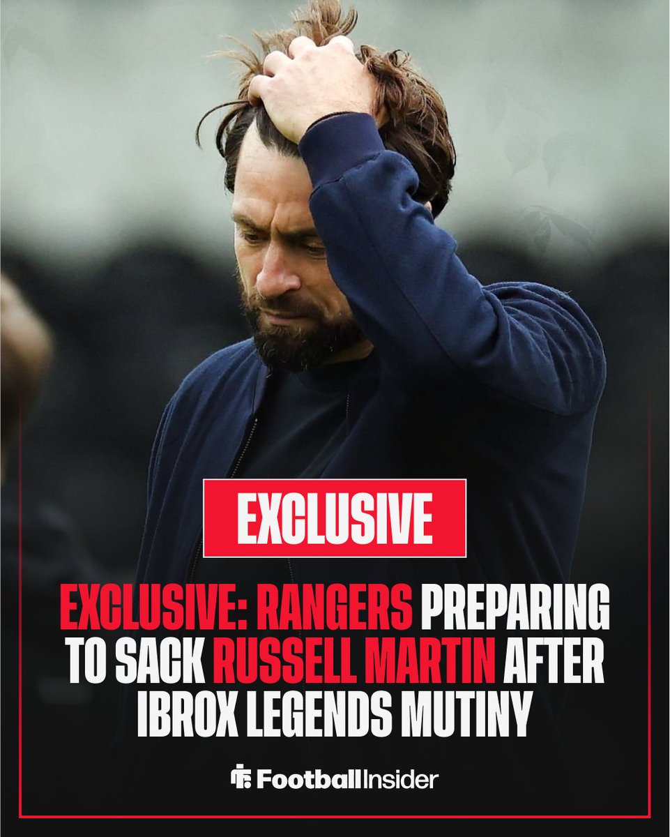 🚨 𝙀𝙭𝙘𝙡𝙪𝙨𝙞𝙫𝙚! Rangers are preparing to sack Russell Martin this month, despite a show of support from Kevin Thelwell.

The club have failed to win any of their opening four league matches this season and were dumped out of the Champions League by Club Brugge in a