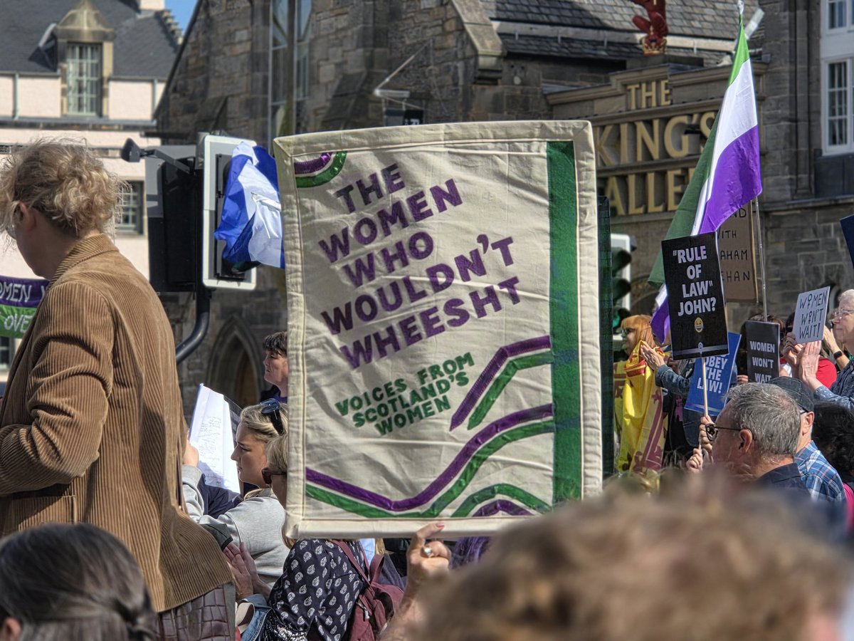 Great turnout outside the Scottish Parliament. Some familiar faces too. #womenwontwait