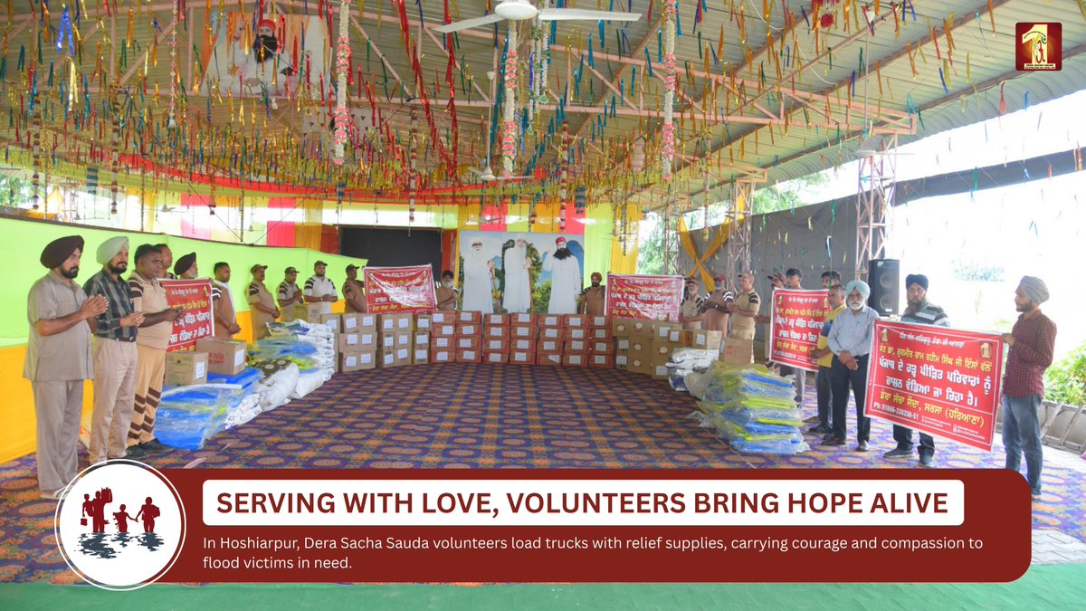 DSSNewsUpdates's tweet photo. When devastating floods wash away homes and hopes, humanity shines through acts of compassion. In Hoshiarpur, Dera Sacha Sauda volunteers stepped forward with disaster relief supplies, bringing comfort and hope to those in need.   

#DisasterRelief #FloodRelief #HumanityFirst #HopeInAction #ServingHumanity #ReliefWork #Derasachasauda #gurmeetramrahim