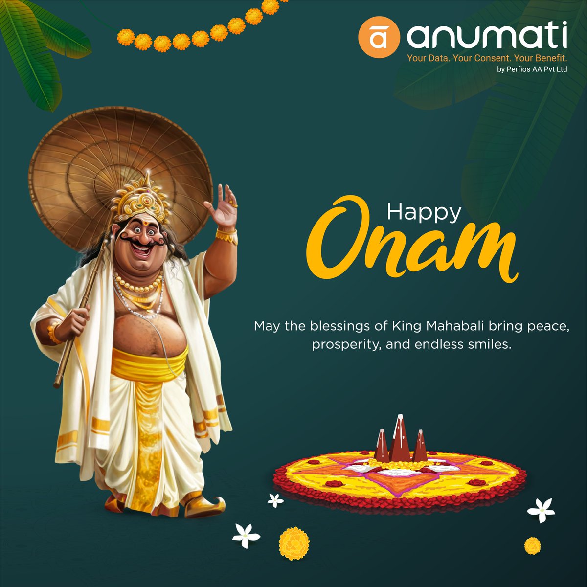 AnumatiForData's tweet image. 🌸✨ Happy Onam! ✨🌸

#HappyOnam #Onam2025 #FestiveSpirit #Anumati #AccountAggregator #DataPrivacy