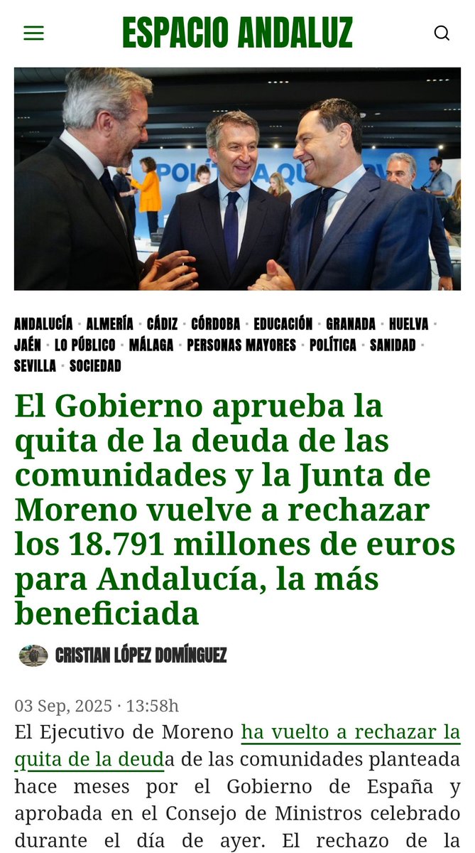 Desde USTEA no lo entendemos

Juanma Moreno ha decidido gobernar para los Ayuso, el PP de Madrid y la ultraderecha. No por el bien de los y las andaluzas y de sus bienestar y servicios
La "soberbia" del Gobierno andaluz no quiere una quita de deuda solo por fines electoralistas
