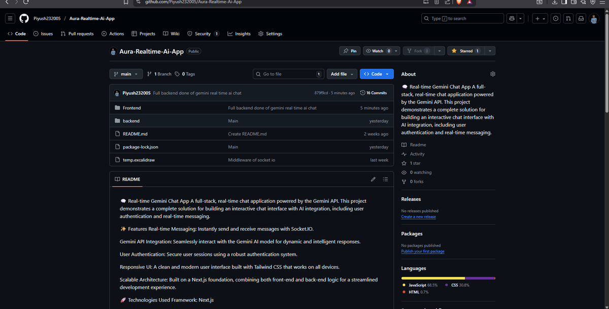 decoder_mherwal's tweet image. Done with backend of &quot;Aura-Realtime-Ai-App&quot;,
Go to my git hub and take help from it 
#Coding #codejourney #Aijourney #BackEndDevelopment #ProjectDevlopment
#workhard