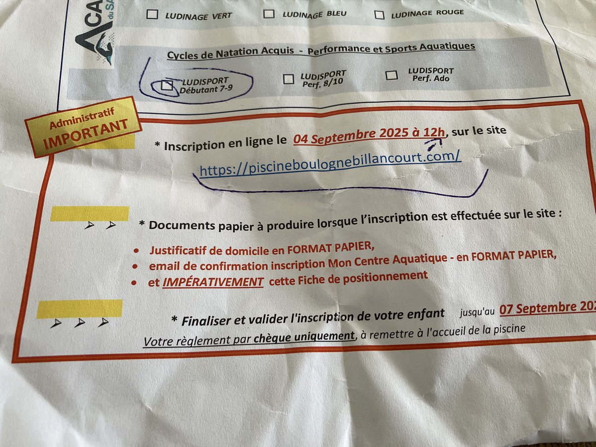 #BoulogneBillancourt, commune de 120 000 habitants:
Nombre de places ouvertes pour l’apprentissage de la nage pour les débutants (7-9 ans): 26 places😒 
Je vous passe le procédé archaïque d’inscription en ligne, le site internet planté.
Boulogne et les boulonnais méritent mieux..