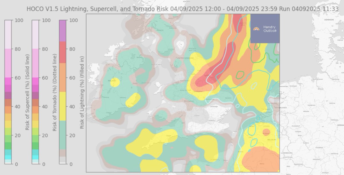 Handry_Outlook's tweet image. Today's HOCO suggests there is a good chance for some thunderstorms to develop across parts of NE England during the afternoon.